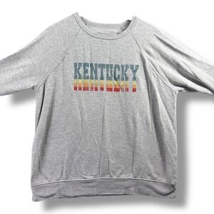 State Of Mine Kentucky Sweatshirt Womens XL Gray Crewneck Rainbow Pullover